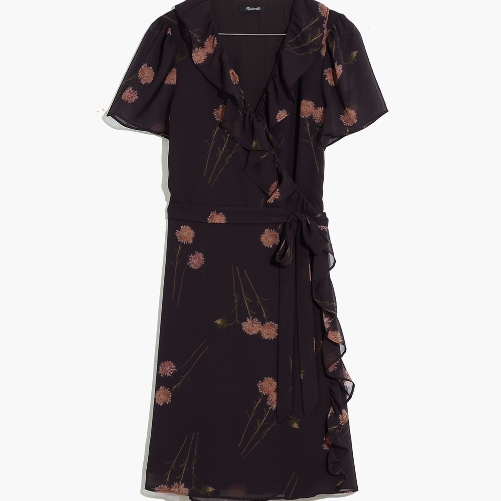 MADEWELL Georgette Ruffle-Wrap Mini Dress in Aster Portrait - Picture 4 of 10